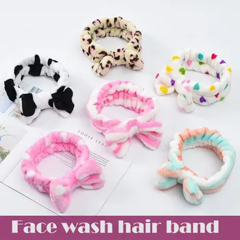 

Women Rabbit Ear Hair Band Bath Spa Makeup Wrap Wash Face Elastic Headband Cosplay Hair Accessory SK88