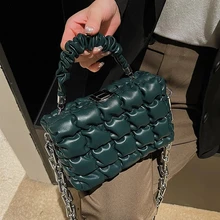 

Fashion Crossbody Messenger Shoulder Bag Short Handle for Women 2021 Winter Fashion Shopper Travel Green Chain Handbags Tote