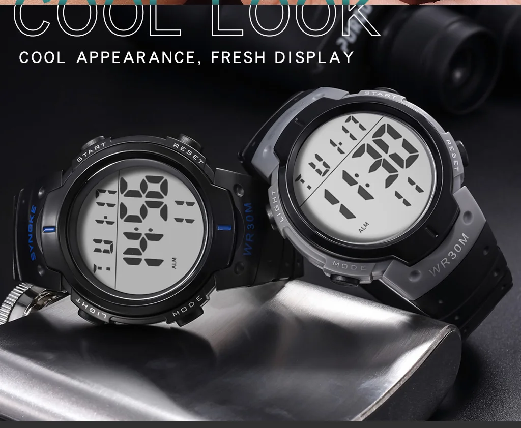 Big Dial Watches Mens Luxury Brand Military Sport Watch For Men Waterproof Simple LED Alarm Digital Wristwatch Men Reloj Hombre