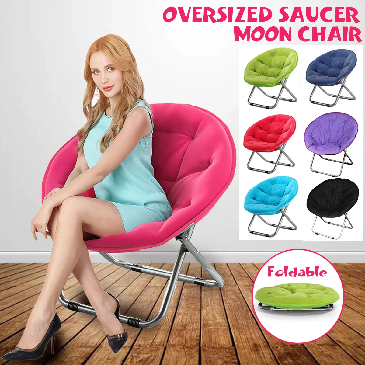 Folding Large Round Moon Sauce Chair Light Luxury Fabric Single Sofa Living Room Balcony Bedroom Simple Modern Leisure Chair Aliexpress