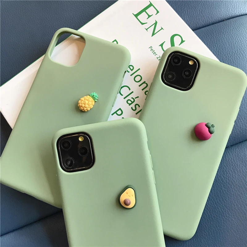 Милый 3D апельсин авокадо персик морковь Мягкий силиконовый чехол для iPhone 11 Pro X XR Xs Max 6 6s 7 8 Plus простой Капа