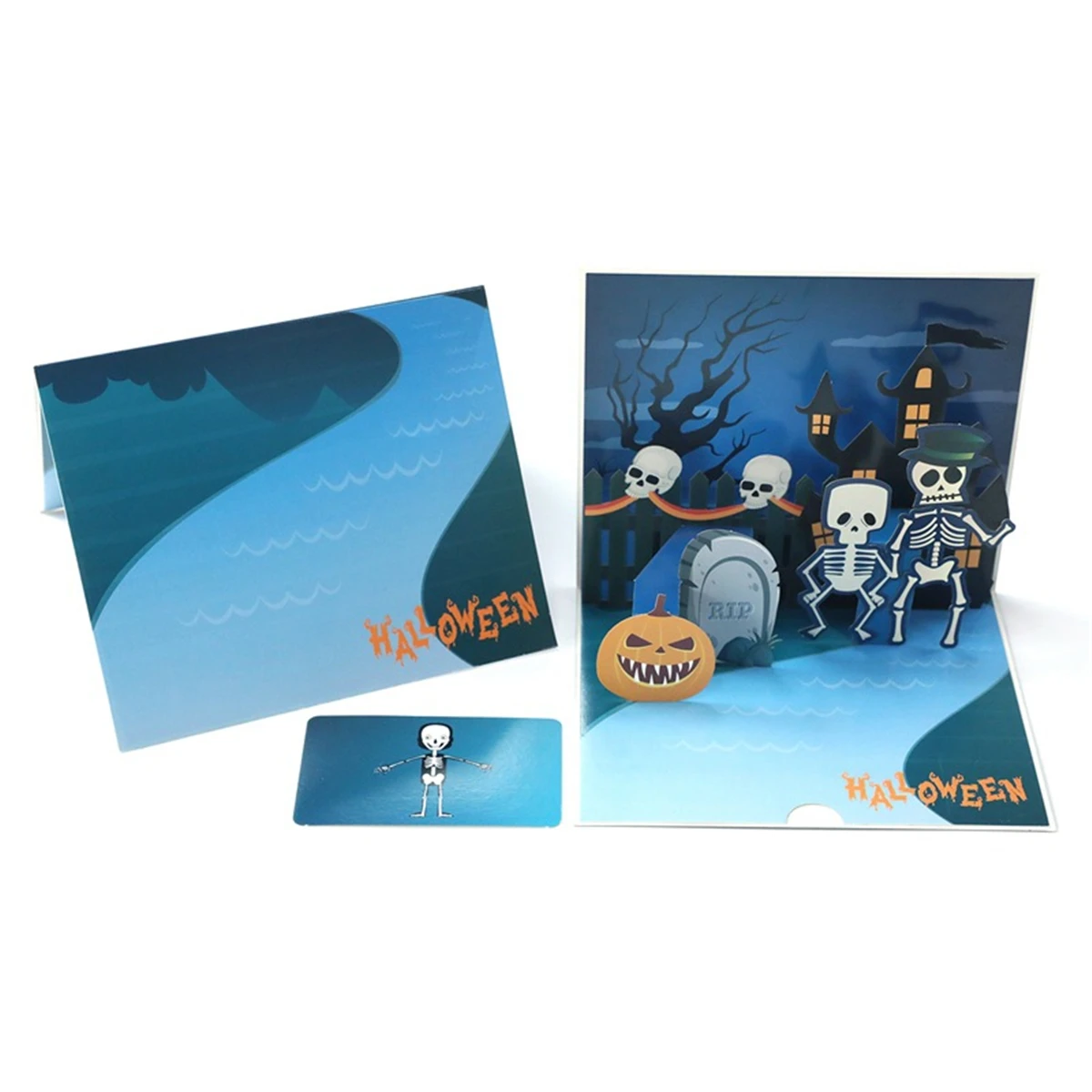  2019 Halloween Skull Pumpkin Kids DIY Invitations Laser Cut 3D POP UP Greeting Folded Card Tri-Fold - 4000089900859