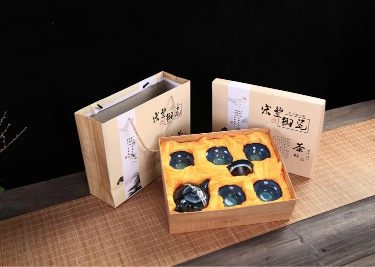 Глиняные чайные украшения+ кофейное чайное полотенце+ Ebony Pot Pen+ Gourd tea Ceremony+ Встроенный свет семь голов подарочная коробка