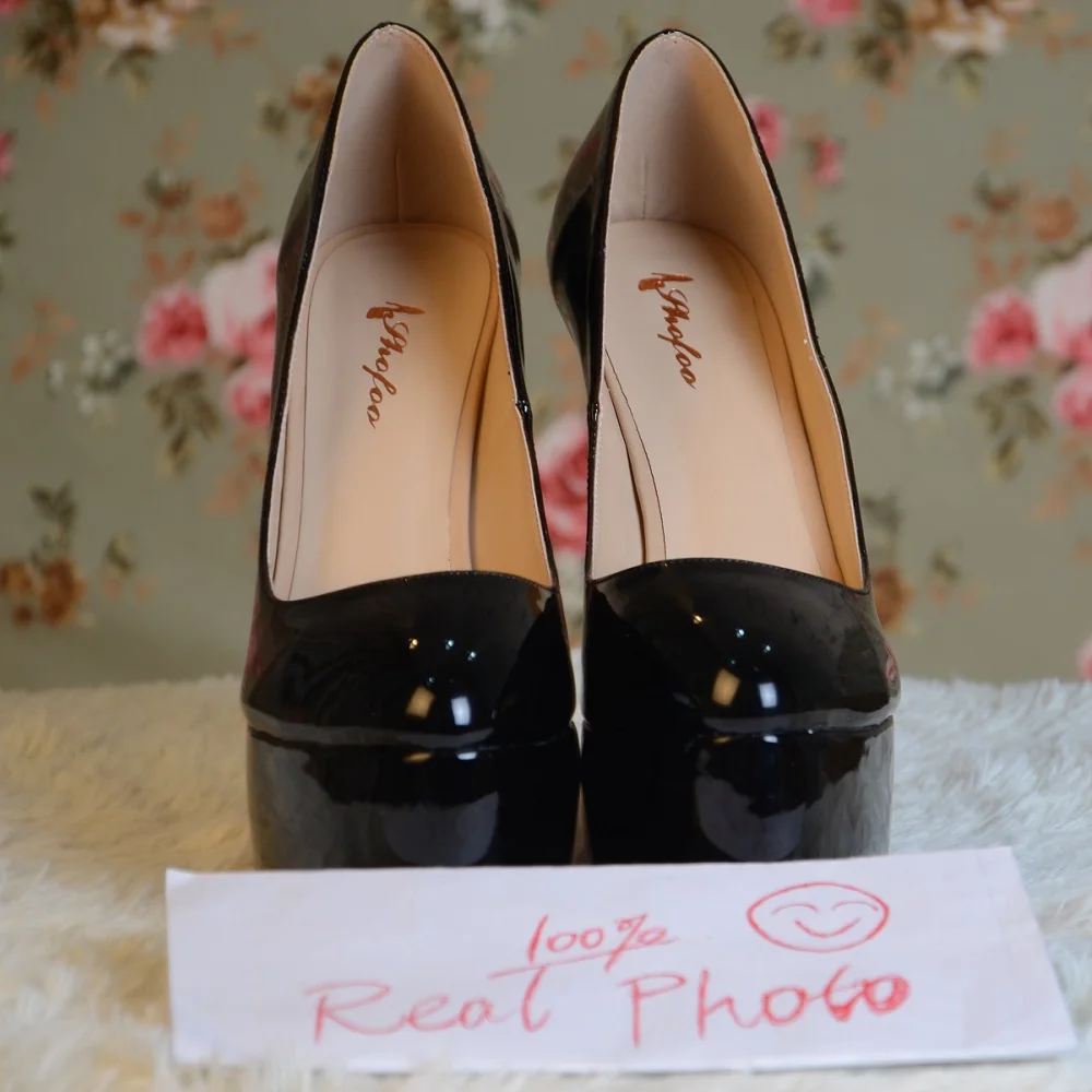 Черные женские туфли-лодочки с круглым носком на высоком каблуке-шпильке, на платформе, без шнуровки пикантная Классическая обувь с красной подошвой для свадебной вечеринки Большие размеры 11, 16