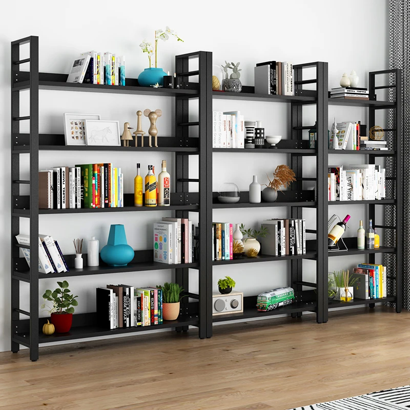 

Household steel and wood bookshelf landing simple shelf multi-layer bookcase combination storage iron shelf display rack