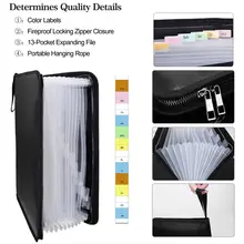 Огнестойкая Водонепроницаемая папка для документов с 12 карманами на молнии OD889