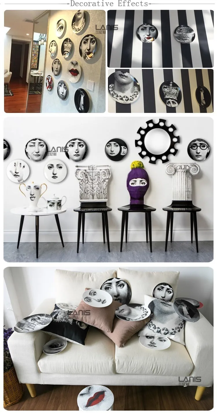 Модный стиль, итальянский дизайнер Fornasetti, декоративные Висячие тарелки, можно найти в моем магазине для дома Dector
