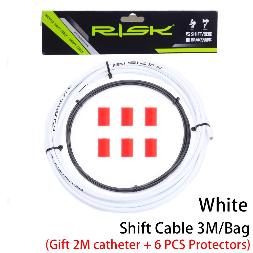 1 Bag Shift White Риска 3 метра велосипедный тормоз Корпус/переключения Корпус велосипед линия тормозного кабеля механизмы переключения передач для велосипеда линия трубки для MTB дорожный велосипед - Цвет: 1 Bag Shift White