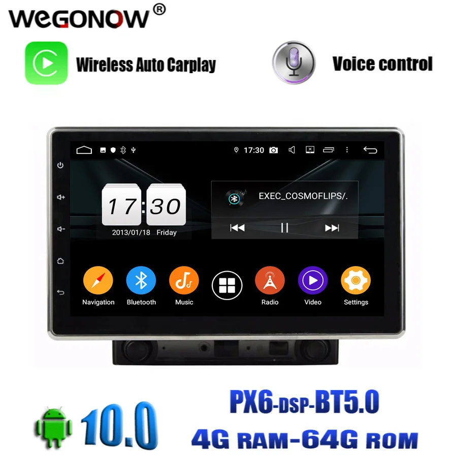 Автомобильный DVD-плеер IPS HD DSP 10 1 дюйма Android 0 4 Гб + 64 ГБ 8 ядер GPS карта RDS радио Wi-Fi