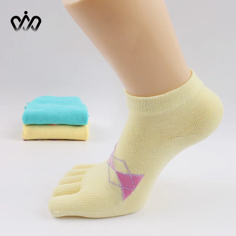 Дышащие впитывающие пот хлопковые чулочно-носочные изделия с пятью пальцами женские модные жаккардовые носки с пятью пальцами милые носки BAC637