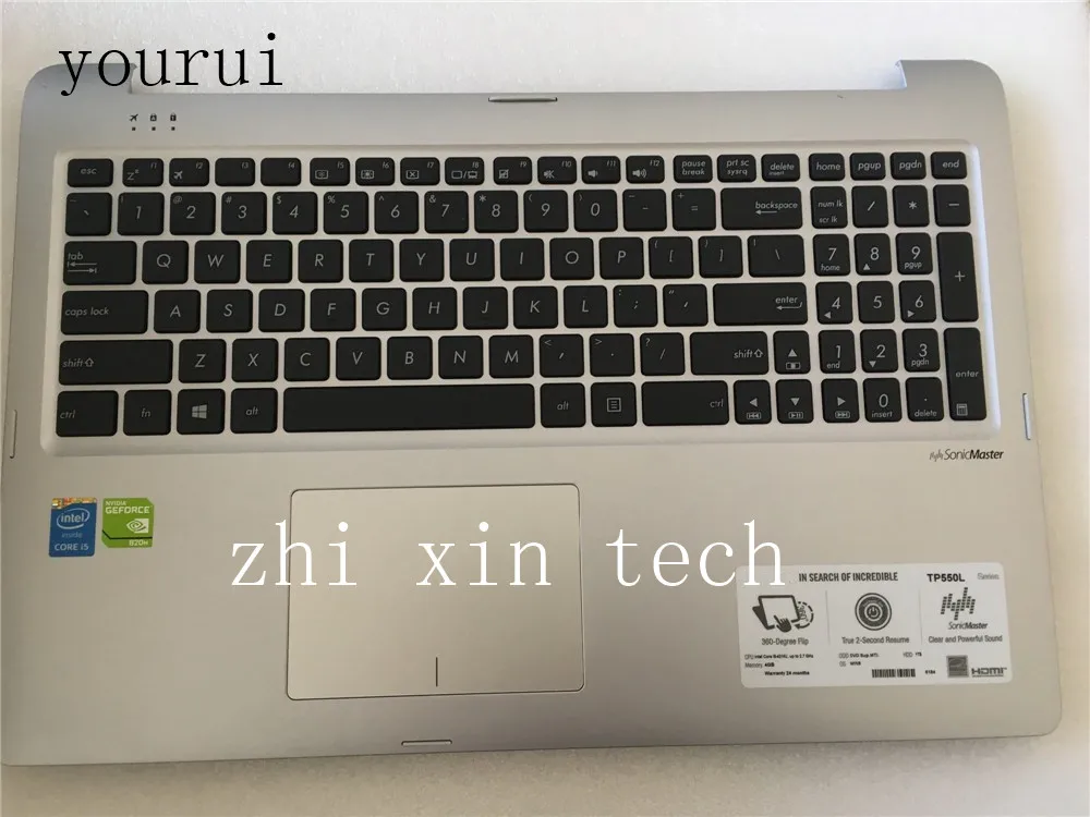Yourui для ASUS TP550L подлокотник для ноутбука крышка клавиатуры с тачпадом оболочки серебро