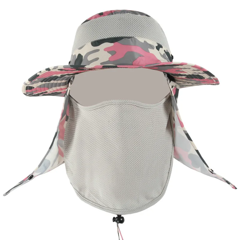 Солнцезащитная камуфляжная кепка с защитой от ультрафиолета, Летняя Спортивная Кепка для кемпинга, походов, путешествий, Панама, шапка для рыбалки, Защитная крышка для лица и шеи - Цвет: Color 3