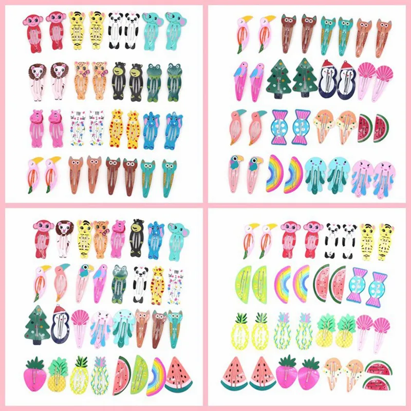 32Pcs /Set Hair Clips Lovely Cute Metal Animal Pattern Snap Hairpins Hair Accessories Barrettes For Teens Toddlers