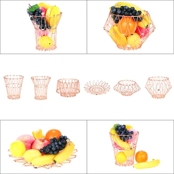 

5 Shapes Metal Fruit Basket Stainless Steel Fruit Basket for Banana Practical Tableware Flexible Home Fruit Basket Decoration