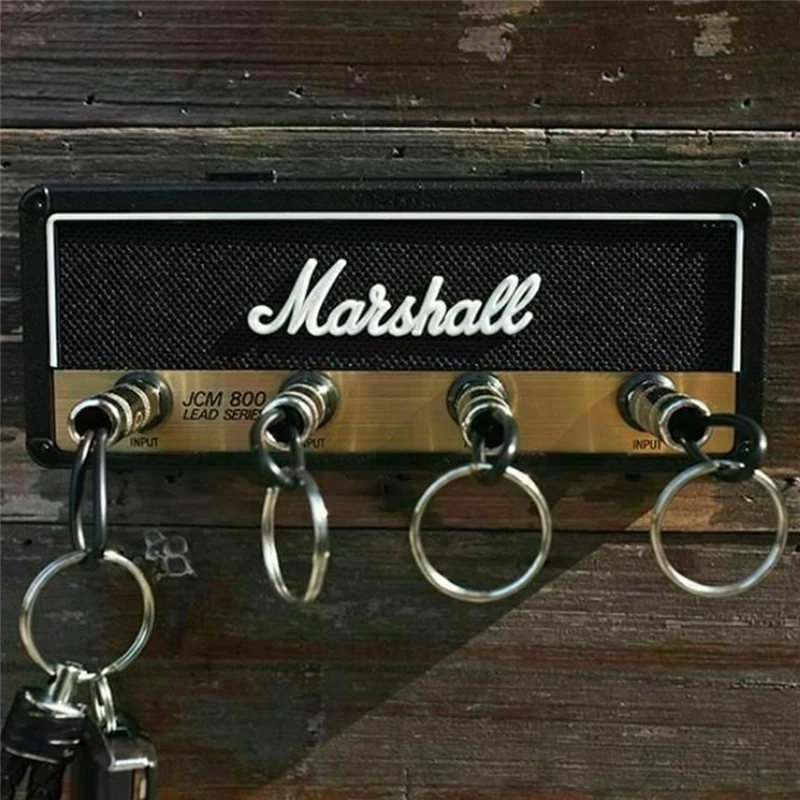 Marshall JCM800 Guitar Amp Key Holder Design 4 Plug Jack Keychains Wall Hanging 