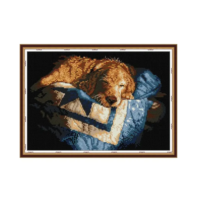 Dog is sleeping Cross Stitch Kit 14ct 11ct Aida Canvas
