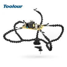 Toolour mesa braçadeira de solda ajudando mão terceira mão ferramenta estação de solda usb 3x iluminado lupa ferramenta de reparo de soldagem