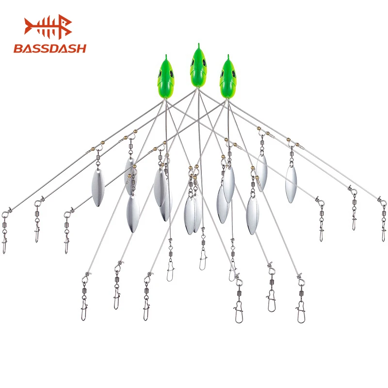 

Bassdash 3pcs/lot Alabama Rig Head Swimming Bait Umbrella Fishing lure Rig 5 Arms Bass Fishing Group Lure Extend, 18g