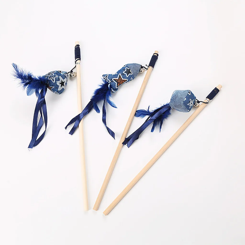 Transer рыбы Форма телескопическая перья кошка игрушка для домашнего животного