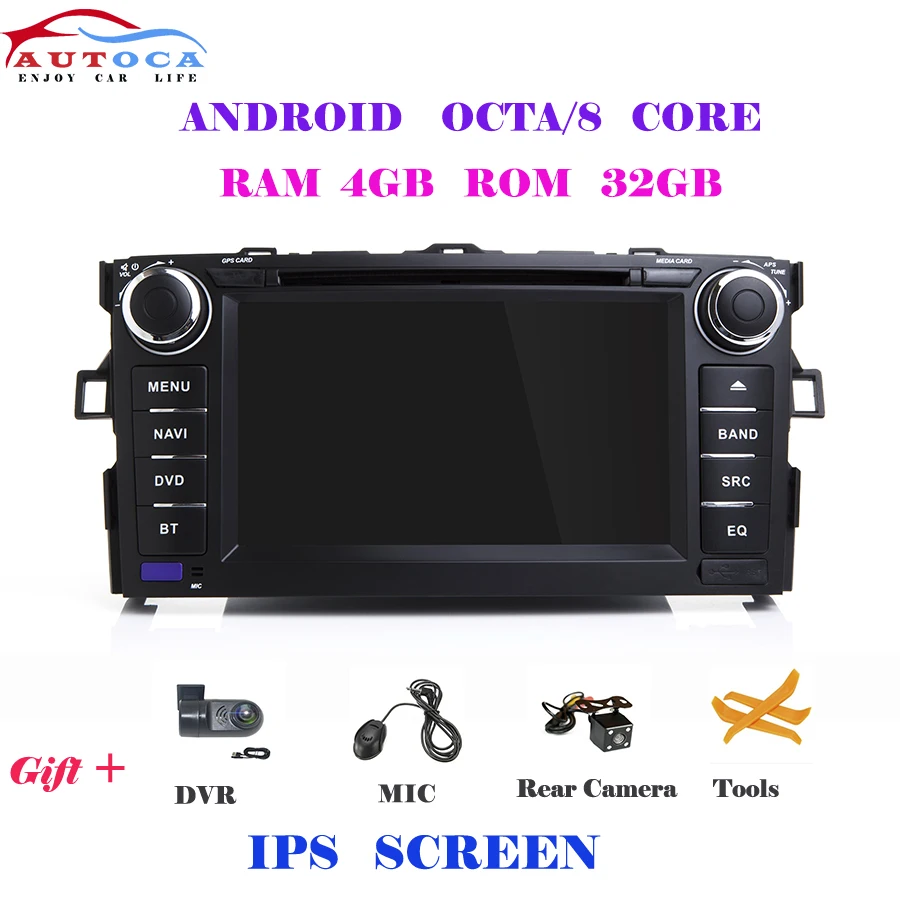 Android 9,0 4G 64G радио GPS 2 DIN в автомобиль для TOYOTA AURIS Altis COROLLA 2012 2013 Навигация стерео экран DVD плеер - Цвет: 8core 4G IPS