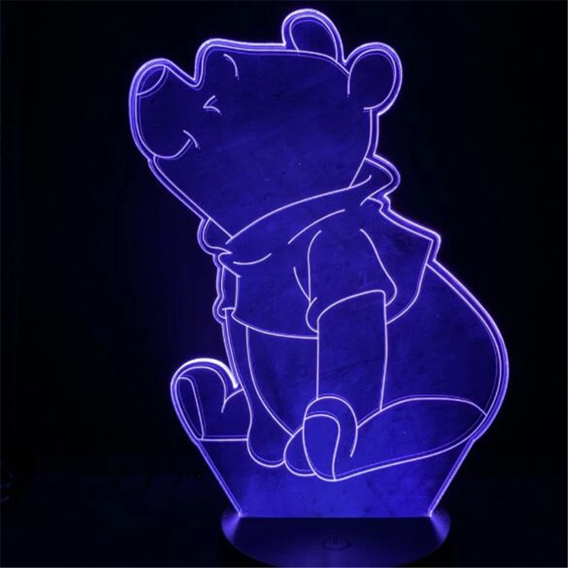 WinniethePoohCartoon3DVisualLampIllusionNightLightAcrylicRGB