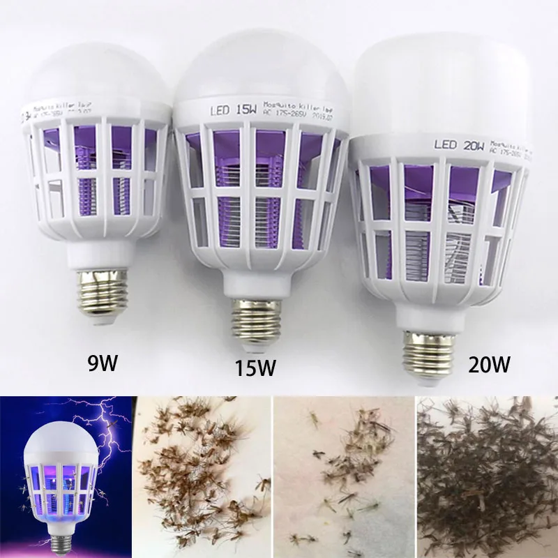 9W/15W/20W LED Mosquito Killer Bulb 2 In 1 LED Bulb Light E27 For Indoor Home Anti Mosquito Repellent Bug Zapper AC 175~220V