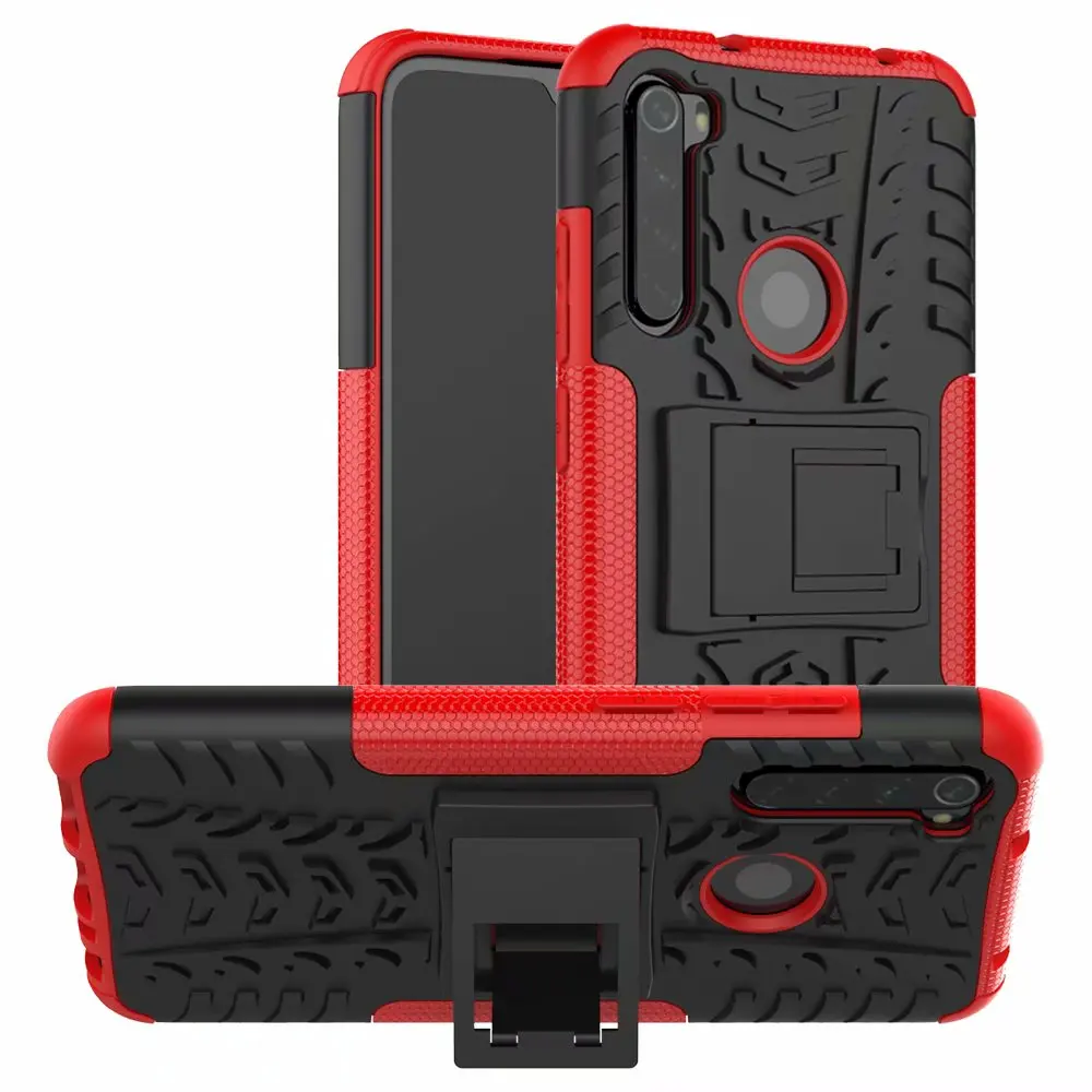 For Xiaomi Redmi Note 8 Pro Hard Case+ Tempered Glass Silicon Hybrid Armor Rubber Soft Gel Skin Phone Cover