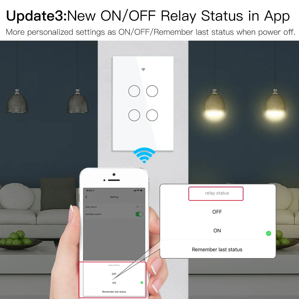 Interruptor de Painel de Vidro Controle de Voz com Alexa Casa do Google Moes Inteligente Vida Tuya App Multi-controle Associação 4 Gang - - Image 3