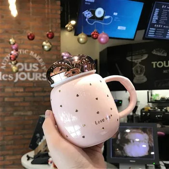 

Starsky ceramic water cup with lid spoon handle anti scald Mug dormitory office portable small cup