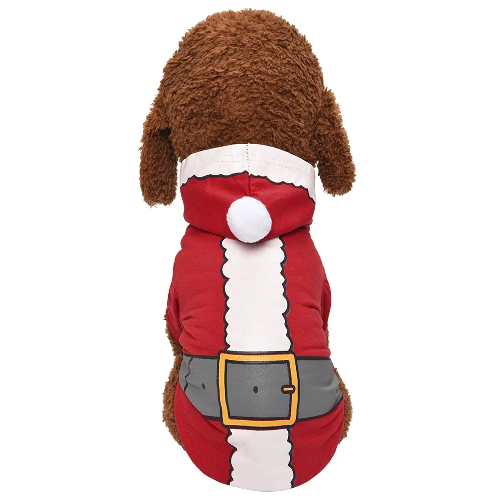 Одежда для собак для щенков, маленькая, средняя, для крупных больших собак, новое пальто с капюшоном для домашних животных, Санта-Клауса, зимняя, теплая, Рождественская, с принтом, подходящая Одежда для собак - Цвет: Красный
