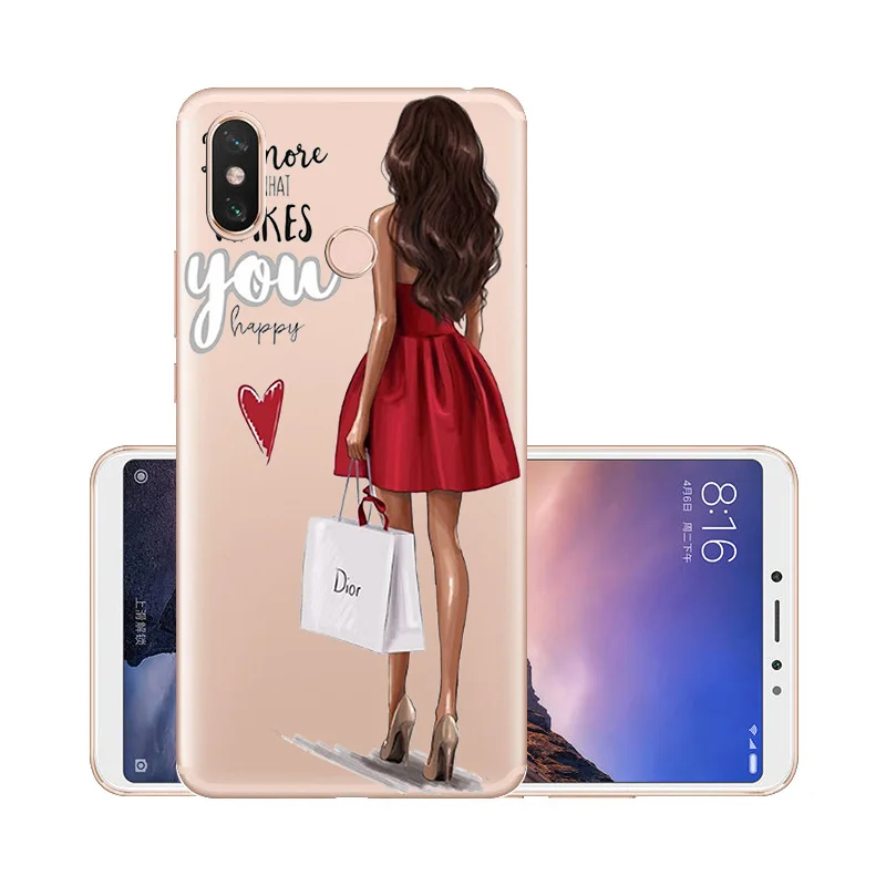 W128 Чехлы для Xiaomi Mi A3 Lite Note 3 5S Play CC9e CC9 Max 3 черные Популярные коричневые волосы для мамы и дочки queen Coque задняя крышка для телефона - Цвет: W128
