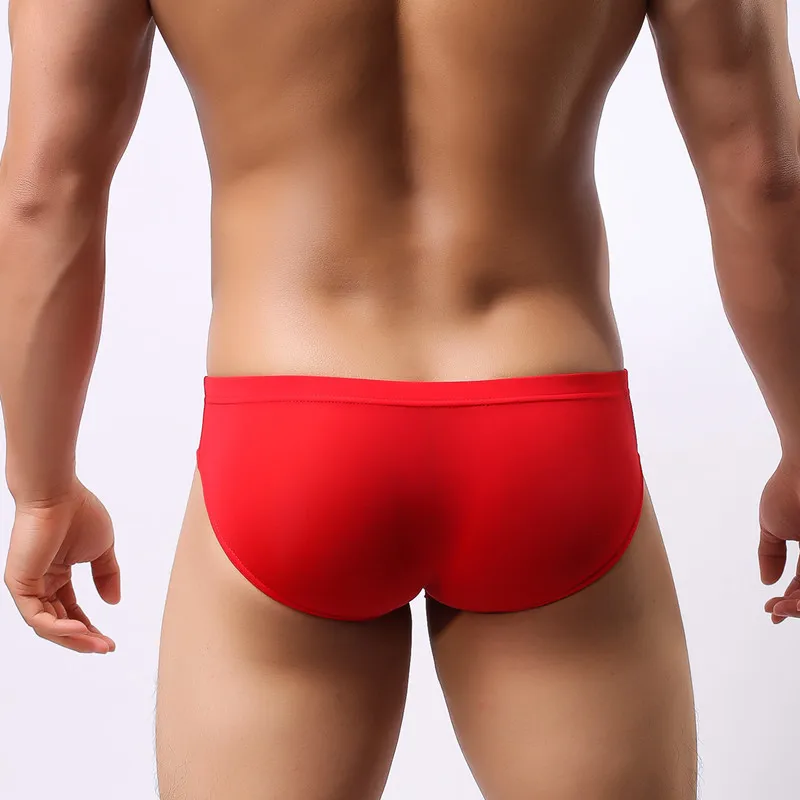 

Summer sexy men head u thin transparent underwear ice silk solid male shorts