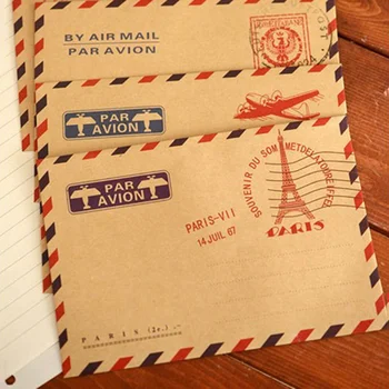 

10 Pcs/set Vintage Envelope Tower Pattern Postmark Kraft Paper Western Postcard Holiday Greeting Card