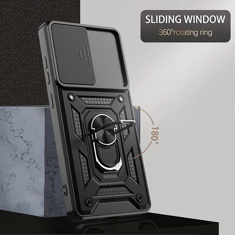 OPPO Reno 6 Z A16 A15 A74 A54 A94 A15S Case Realme  8 C21 C11 2021 A9 A5  Slide Stand Kickstand Ring Camera Military Grade Cover