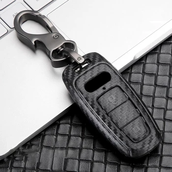 

ABS Carbon fiber Car Remote Key Cover Case For Audi A6 C8 A6L A7 4KA A8 D5 Q8 2018 2019 Fob Protector Shell Key Ring Accessories