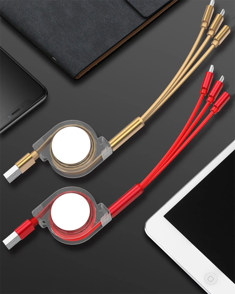 3 в 1 usb-кабель для зарядки, многофункциональный выдвижной Быстрый зарядный шнур с разъемом для телефона/type C/Micro usb-адаптер