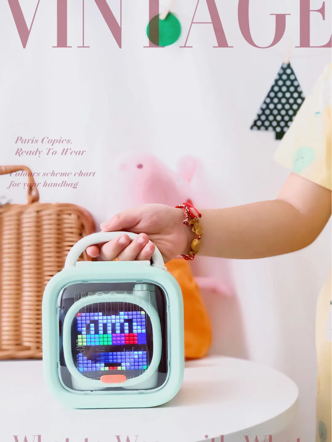 Divoom timoo Elephant Pixel Bluetooth Wireless Speaker Nordic green cartoon Smart mini alarm clock gift for girl | Электроника
