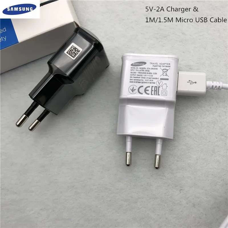 

Original Samsung Charger Adapter EU 5V/2A Wall Charger 1M/1.5M Micro USB Cable For Galaxy S6 S7 Edge j1 j6 plus j7 j5 j4 j3 A10