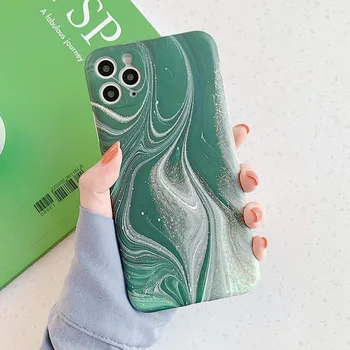 

Luxury Green Marble Case For iPhone 11 Pro Max XR X XS Max 8 7 Plus SE 2020 Soft Silicone Phone Cover New