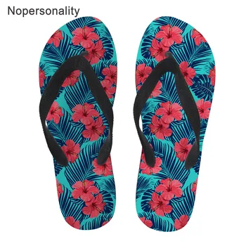 

Nopersonality Hawaiian Flowers Printed Women Flip Flops Soft Rubber Beach Slippers Ladies Summer Indoor Home Flip-flop Female