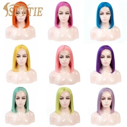 Suttie HD Transparent Lace Frontal Bob Wig Human Hair 13x4 Pink Blue Green Yellow Orande Grey Color Straight Hair For Women