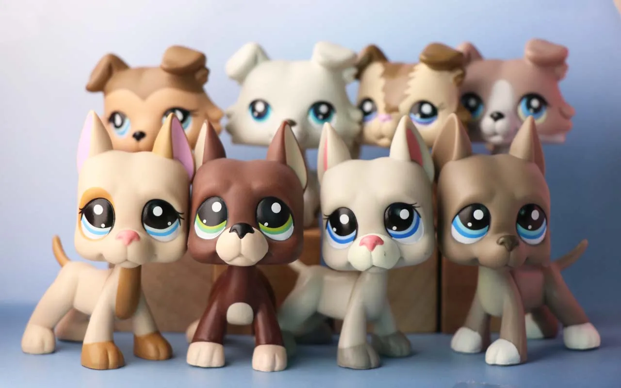 (8 шт. игрушек) Pet Shop немецкий дог колли собака с 7 аксессуаров коллекционная