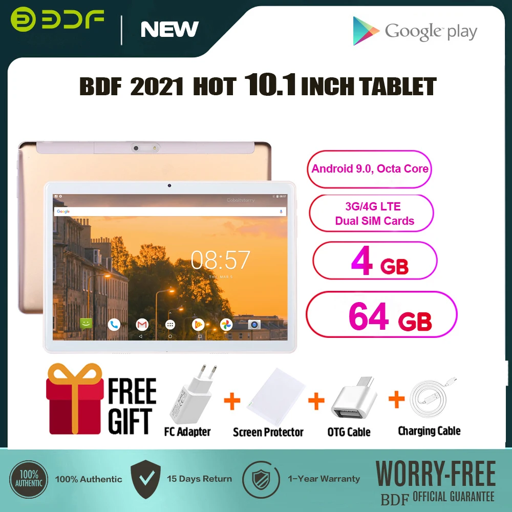 Планшет Pro 10 1 дюймов Android 9 0 Восьмиядерный 4 Гб ОЗУ 64 ПЗУ 3G телефонные звонки WiFi Google