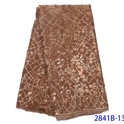 НИАИ Золотая африканская кружевная ткань с вышивкой в нигерийском стиле, состоящий из выпуклых кружевных элементов Высокая качественная французская кружевная ткань для платья XY2841B-5 - Цвет: picture 13