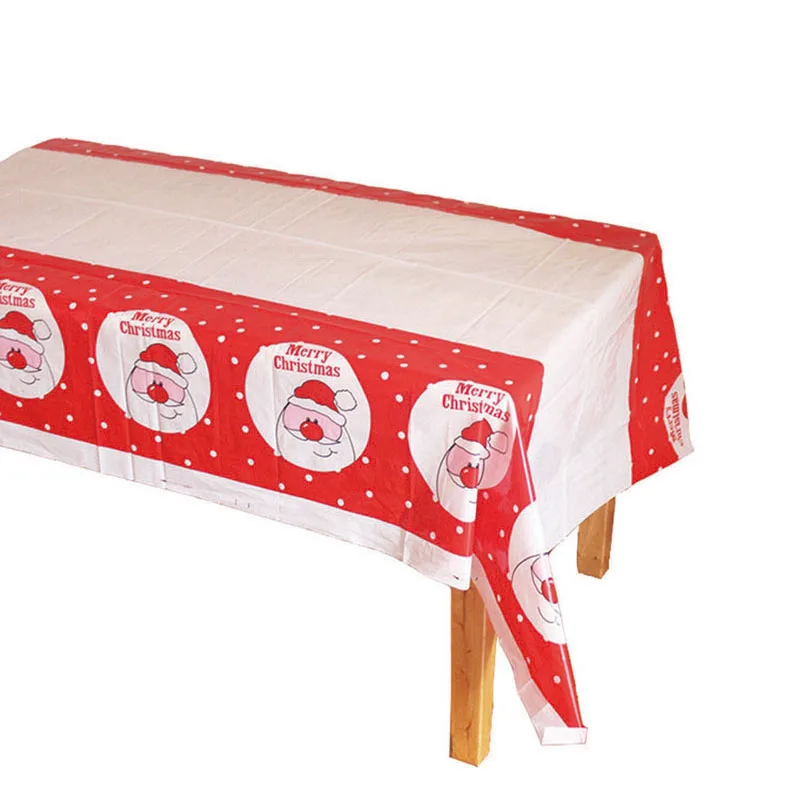 Santa Claus red 108*180 см Рождественская скатерть, одноразовая пластиковая скатерть для кухни, Рождественская скатерть с изображением снеговика, Рождественский Декор - Цвет: Santa Claus red