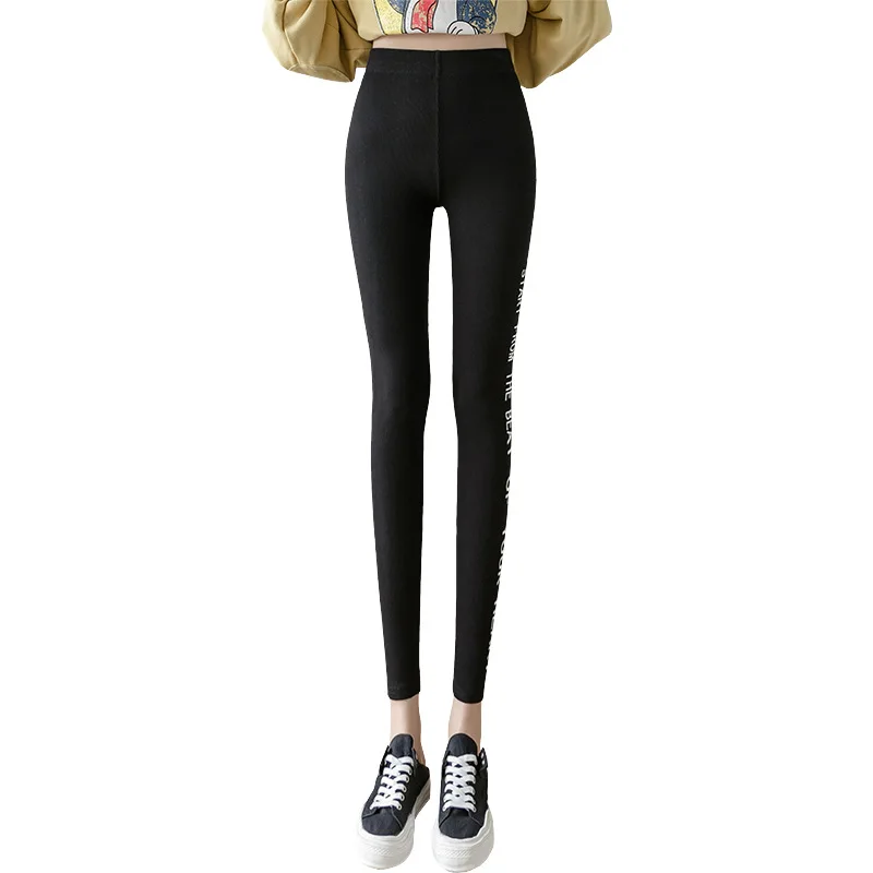 Womens Girls Letter Glow In Dark High Waisted Leggings Women 2020 Autumn Black Grey Night Light Elastic Waist Jeggings Femme