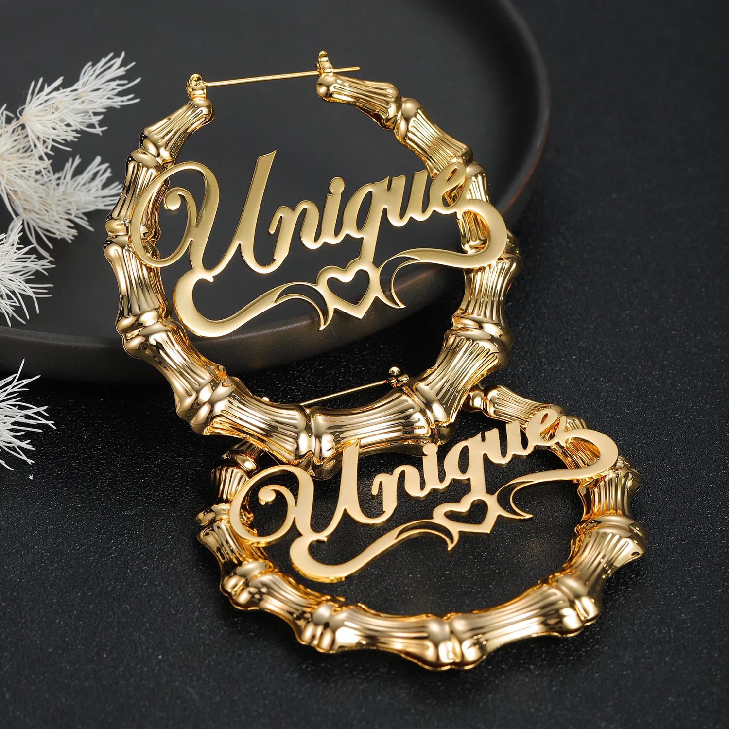 Custom Bamboo Hoop Earrings Image 1