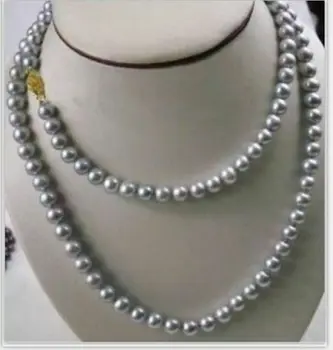 

HUGE AAA+ 9-8MM ROUND SOUTH SEA GENUINE GRAY PEARL NECKLACE 35"
