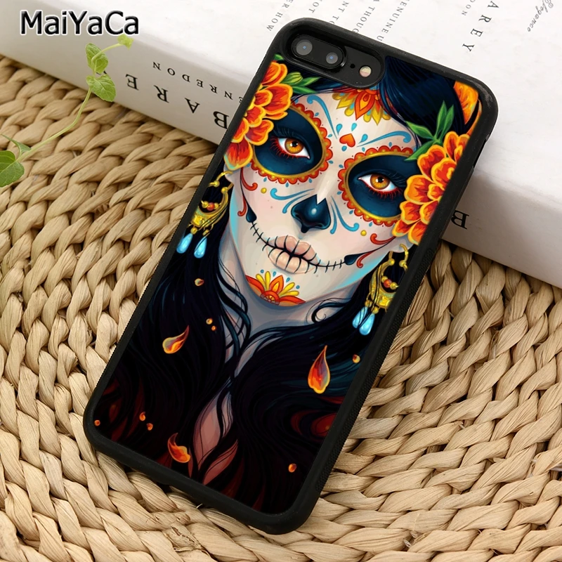 MaiYaCa День мертвых конфет череп Девушка чехол для телефона iPhone 5 6S 7 8 plus 11 12 Pro X XR XS Max