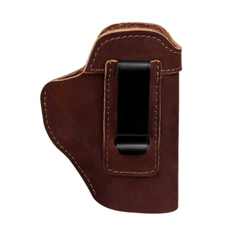 Outdoor Tactical gun holster Concealed Cowhide Leather Gun Holster For Glock 17 19 26 43 S&W M&P Shield(9mm,.40 and.45 - Цвет: Brown